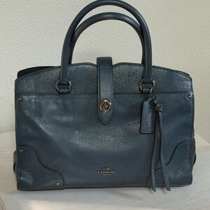 Coach Mercer Satchel 30 in Blue Pebbled Grain Leather *LIKE NEW